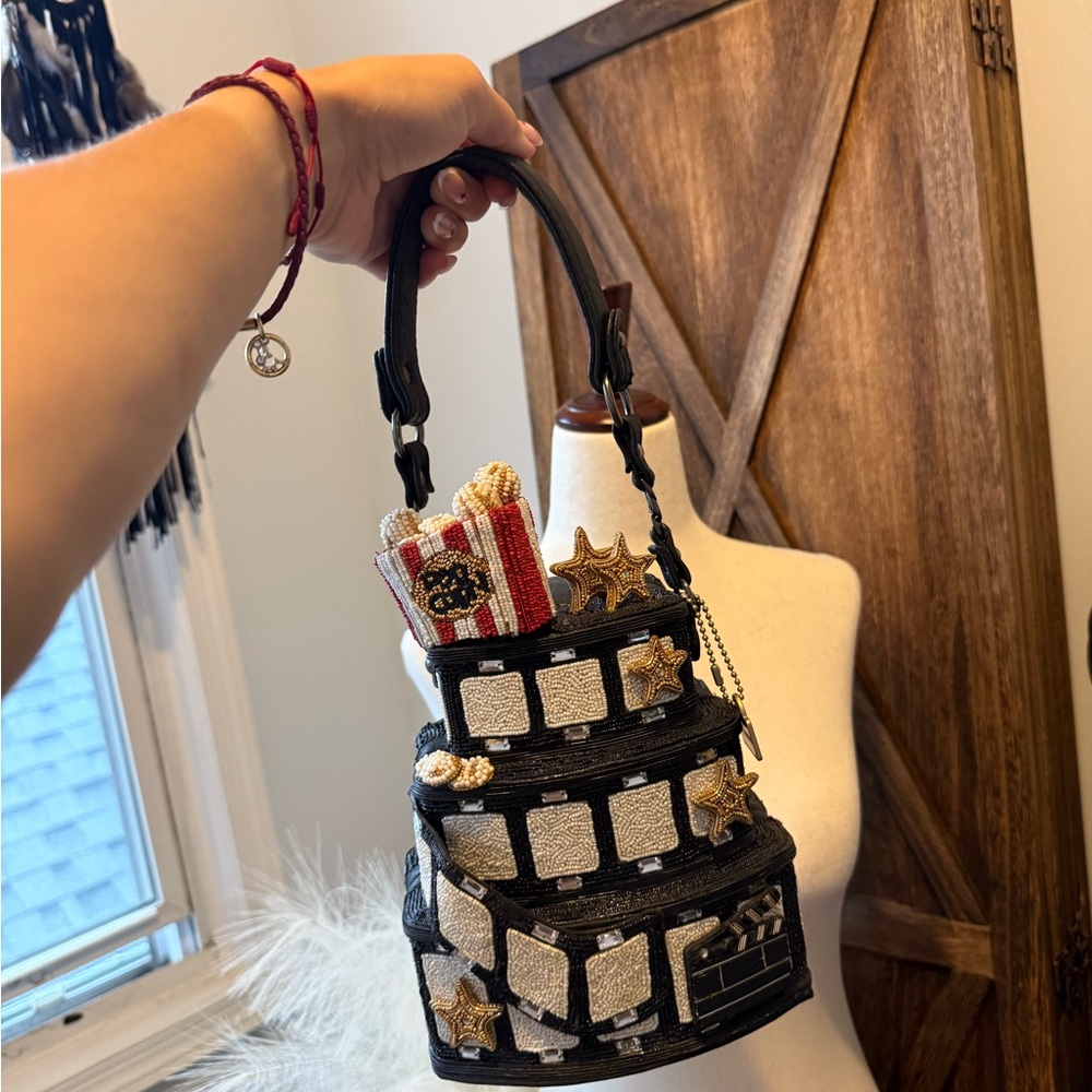 Mary Frances Black and White Mini Bag with Graphic Pattern